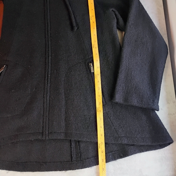 For Cynthia Wool Hoodie Jacket Womens Medium Black Lagenlook Oversized Zip Up - Picture 9 of 11
